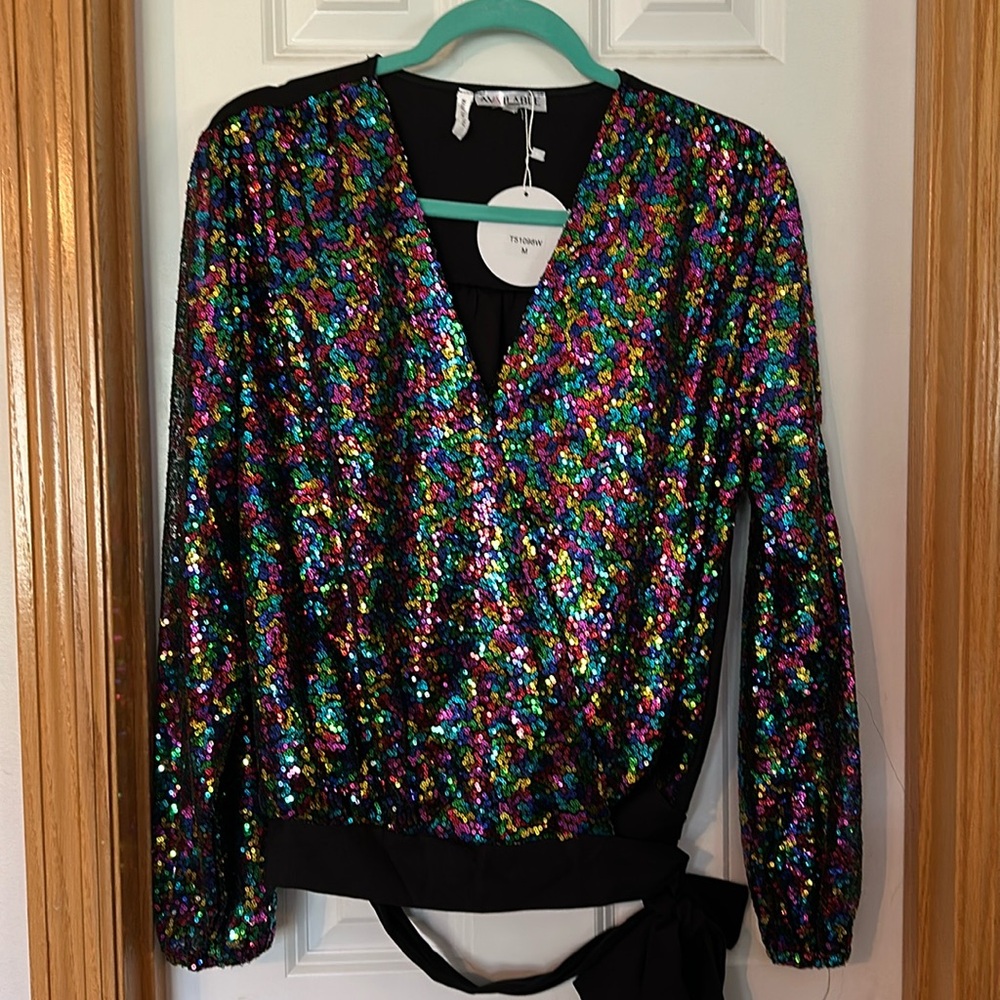 Sequin wrap top